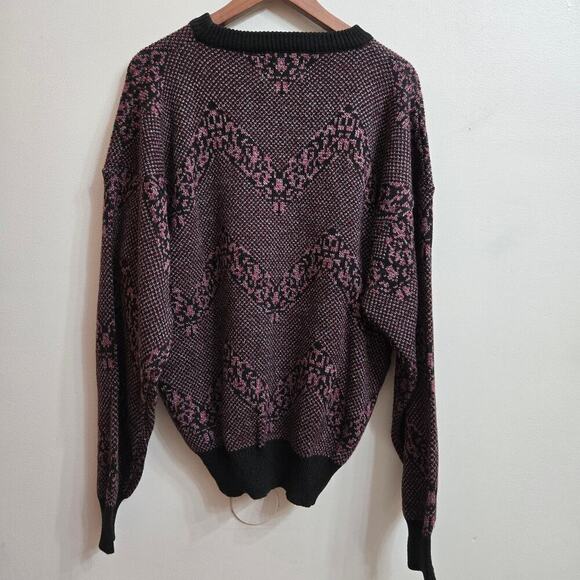 Marc Daniels Vintage 90s Patchwork Sweater Size M Eclectic Grandpa Fairy Grunge - Picture 5 of 11